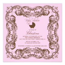 Invitación rosada de la fiesta de bienvenida al be