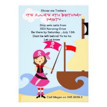 Invitación rosada de la fiesta de cumpleaños del p