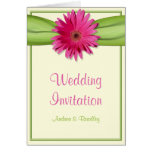 Invitación rosada del boda de la cinta del verde d tarjetón