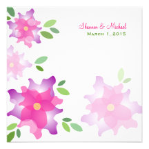 Invitación rosada del boda de las azaleas estiliza