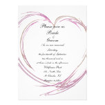 Invitación rosada del boda del corazón del fractal