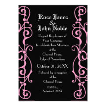 Invitación (rosada) del boda del ébano de Tendrill