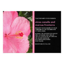 Invitación rosada del boda del hibisco