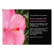 Invitación rosada del boda del hibisco