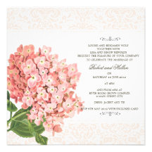 Invitación rosada del boda del Hydrangea del vinta