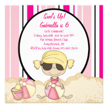 Invitación rosada del cumpleaños del chica de la p