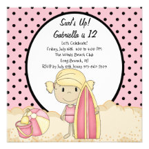 Invitación rosada del cumpleaños del fiesta de la 