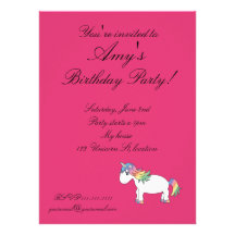 Invitación rosada del cumpleaños del unicornio