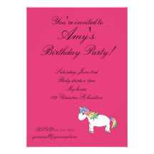 Invitación rosada del cumpleaños del unicornio