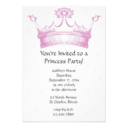 Invitación rosada del fiesta de la Princesa Real