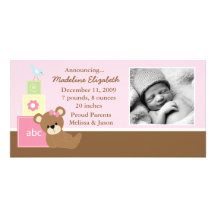 Invitación rosada del nacimiento de la foto del os tarjetas fotograficas 