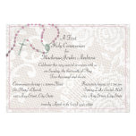Invitación rosada del rosario y de la comunión del