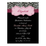 invitación rosada elegante de la fiesta de graduac tarjetas postales
