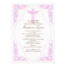 Invitación rosada elegante del bautismo