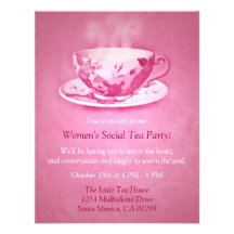 Invitación rosada encantadora de la fiesta del té