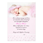 Invitación rosada floral del nacimiento de la foto