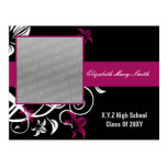 invitación rosada fucsia elegante de la graduación tarjetas postales