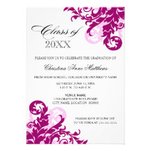 Invitación rosada magenta de la graduación del rem