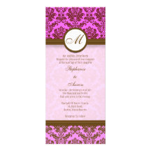 Invitación rosada y marrón del boda del monograma 