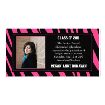 Invitación rosada y negra de la graduación de la f tarjetas fotograficas personalizadas