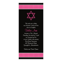 Invitación rosada y negra de Mitzvah del palo de l