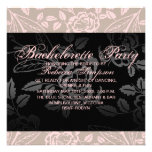 Invitación rosada y negra del fiesta de Bacheloret
