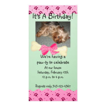 Invitación rosada y verde del cumpleaños de la imp tarjetas personales