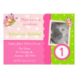Invitación rosada y verde del cumpleaños de los ch