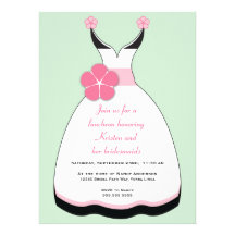 Invitación rosada y verde dulce del vestido de bod