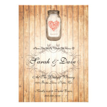 Invitación rústica del boda del tarro de albañil