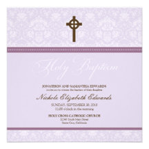 Invitación santa del bautismo del damasco elegante