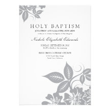 Invitación santa floral de plata del bautismo