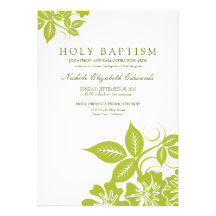 Invitación santa floral del bautismo de la verde l