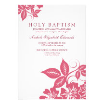 Invitación santa floral del bautismo del rosa colo