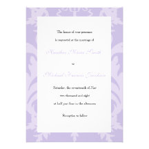Invitación simple del boda de la lila del damasco