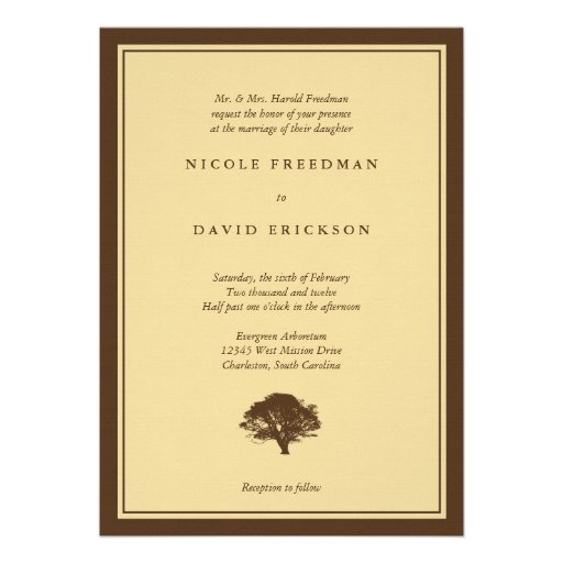 Invitación simple del boda del marrón amarillo del