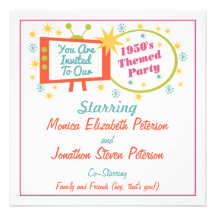 Invitación temática del fiesta de los años 50 retr