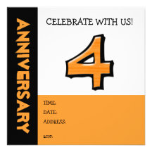 Invitación tonta del aniversario del naranja del n