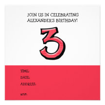Invitación tonta del cumpleaños del rojo del númer