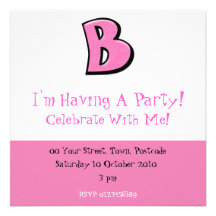 Invitación tonta del fiesta del rosa de la letra B