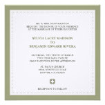 Invitación tradicional del boda del cuadrado verde