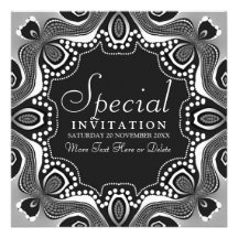 Invitación tribal blanca negra del fiesta del arte