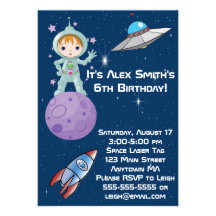 Invitación triguena del cumpleaños del astronauta 