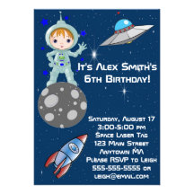 Invitación triguena del cumpleaños del astronauta 