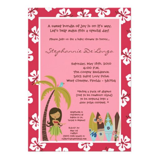 invitación tropical hawaiana de la fiesta de bienv