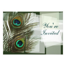 Invitación única de la pluma del pavo real