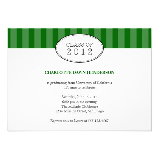 Invitación verde de buen gusto de la clase de la g