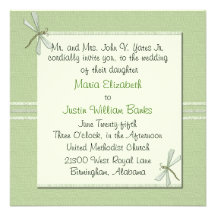 Invitación verde de encargo del boda del cuadrado 
