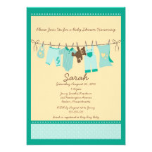 Invitación verde de la fiesta de bienvenida al beb