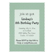 Invitación verde de la fiesta de cumpleaños del ch